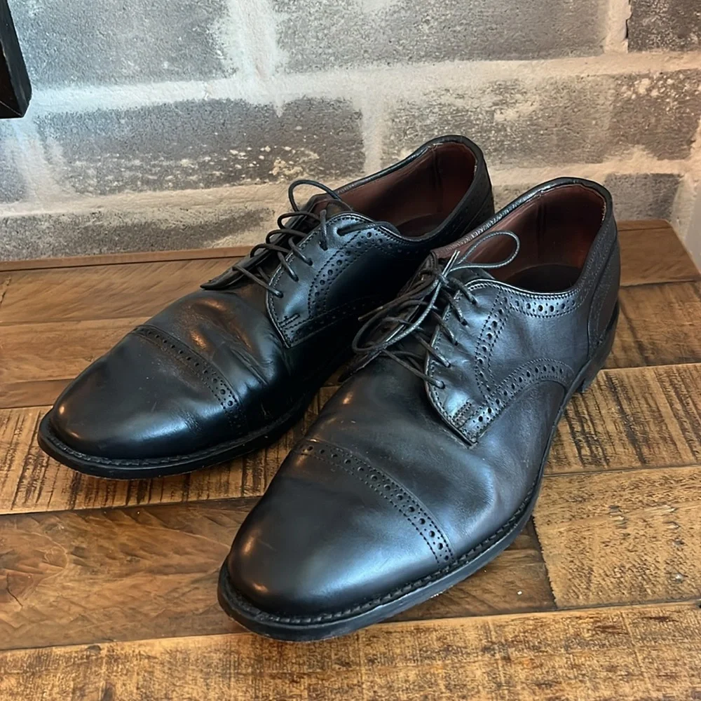 Allen Edmonds THE CITY‎ Leather Cap Toe Lace Up Oxfords Men Size 11 D Black 3495